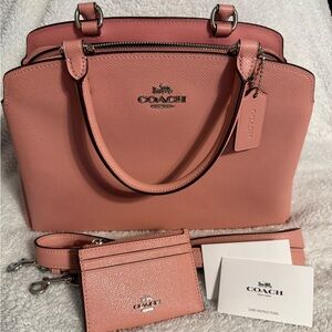 Coach Blush Pink Satchel with Matching Card Holder